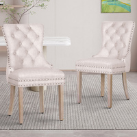 ALFORDSON 2x Dining Chair Kitchen Lounge Retro Button Tufted Wooden Fabric Beige