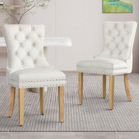 ALFORDSON 2x Dining Chair Kitchen Lounge Retro Button Tufted Wooden Velvet Beige