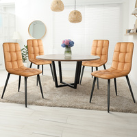 ALFORDSON 4x Dining Chair Retro PU Faux Leather Brown