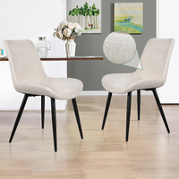 ALFORDSON 2x Dining Chairs Kitchen Accent Cafe Lounge Seat Metal Chenille Beige