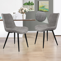 ALFORDSON 2x Dining Chair Kitchen Accent Lounge Padded Seat Metal Chenille Grey