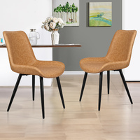 ALFORDSON 2x Dining Chairs Kitchen Accent Lounge Seat Retro PU Leather Brown