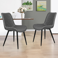 ALFORDSON 2x Dining Chairs Kitchen Accent Lounge Seat Retro PU Faux Leather Grey