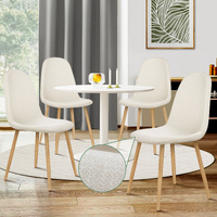 ALFORDSON 4x Dining Chair Kitchen Accent Cafe Lounge Padded Seat Chenille Beige