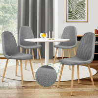 ALFORDSON 4x Dining Chair Kitchen Accent Cafe Lounge Padded Seat Chenille Grey