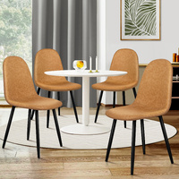 ALFORDSON 4x Dining Chairs Kitchen Lounge Cafe Seat Retro PU Faux Leather Brown