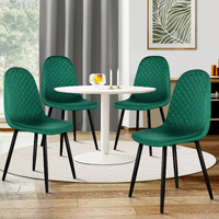 ALFORDSON 4x Dining Chairs Kitchen Lounge Diamond Stitch Retro Velvet Green