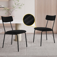 ALFORDSON 2x Dining Chairs Accent Kitchen Lounge Rectangular Back Sherpa Black