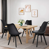 ALFORDSON 4x Dining Chairs Padding Retro PU Leather Kitchen Lounge Wooden Black