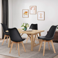 ALFORDSON 4x Dining Chairs Retro PU Leather Wooden Black