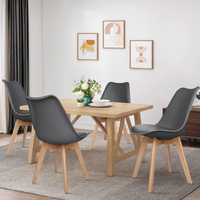 ALFORDSON 4x Dining Chairs Retro PU Leather Wooden Grey