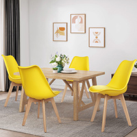 ALFORDSON 4x Dining Chairs Retro PU Leather Wooden Yellow