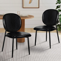 ALFORDSON 2x Dining Chairs Accent Kitchen Lounge Curved Back PU Leather Black