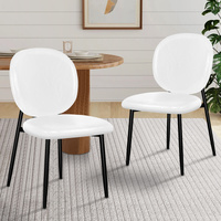 ALFORDSON 2x Dining Chairs Accent Kitchen Lounge Curved Back PU Leather White