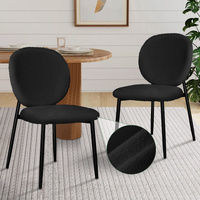 ALFORDSON 2x Dining Chairs Cafe Kitchen Lounge Curved Wooden Back Sherpa Black