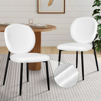 ALFORDSON 2x Dining Chairs Cafe Kitchen Lounge Curved Wooden Back Sherpa White