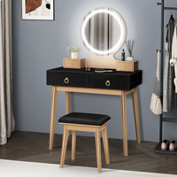 ALFORDSON Dressing Table Stool Set Makeup Mirror Vanity Desk LED Light Black