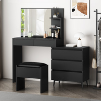 ALFORDSON Dressing Table Stool Set Makeup Mirror Desk Storage Cabinet Black