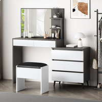 ALFORDSON Dressing Table Stool Set Makeup Mirror Desk Storage Cabinet Grey