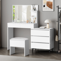 ALFORDSON Dressing Table Stool Set Makeup Mirror Desk Storage Cabinet White