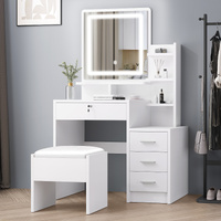 ALFORDSON Dressing Table Stool Set LED Makeup Mirror Vanity Desk Cabinet White
