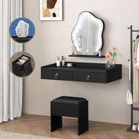 ALFORDSON Dressing Table Stool Set Floating Makeup Mirror LED Vanity Desk Black