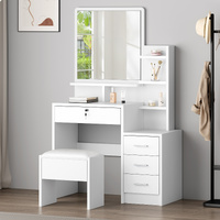 ALFORDSON Dressing Table Stool Set Makeup Mirror Cabinet Vanity Desk White