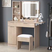 ALFORDSON Dressing Table Stool Set LED Vanity Desk Makeup Mirror Drawers Wood