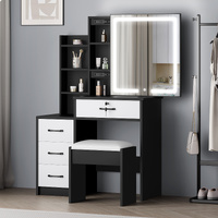 ALFORDSON Dressing Table Stool Set Makeup Mirror Vanity Desk Cabinet Black White