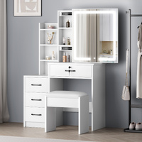 ALFORDSON Dressing Table Stool Set Makeup Mirror Vanity Desk Cabinet White