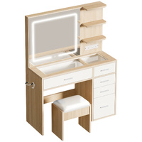 ALFORDSON Dressing Table Stool Set Makeup LED Vanity Desk Charging Station Wood