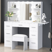 ALFORDSON Dressing Table Stool Set Makeup Mirror Vanity Desk LED Bulbs White