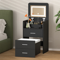 ALFORDSON Dressing Table Stool Set 2-In-1 Makeup Mirror Vanity Desk Black