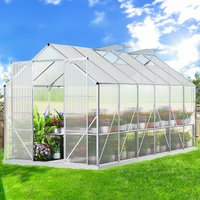 ALFORDSON Greenhouse Aluminium Polycarbonatel Garden Storage Shed 3.8x2.4x2.1M
