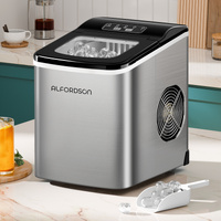 ALFORDSON Portable Ice Maker Machine Commercial 12kg Ice Cube Tray 2.2L Silver