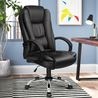 ALFORDSON Executive Office Chair PU Leather Computer Gaming Racer Black Seat