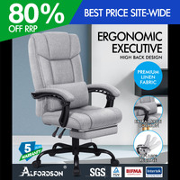 ALFORDSON Office Chair Executive Computer Gaming Fabric Seat Recliner Grey