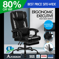 ALFORDSON Office Chair Executive Computer Gaming PU Leather Seat Recliner Black