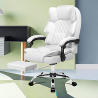 ALFORDSON Office Chair Gaming Executive Computer PU Leather Seat Recliner White