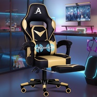 ALFORDSON Gaming Chair Office Seat Lumbar Massage Footrest Executive Racing Gold