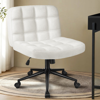ALFORDSON Office Desk Chair Computer Armless Wide Seat Mid Back Chenille White