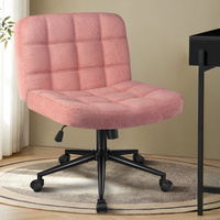 ALFORDSON Office Desk Chair Computer Armless Wide Seat Mid Back Chenille Pink