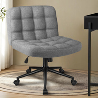 ALFORDSON Office Desk Chair Computer Armless Wide Seat Mid Back Fabric Grey