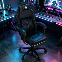 ALFORDSON Gaming Office Chair Ergonomic Computer Footrest Leather All Black