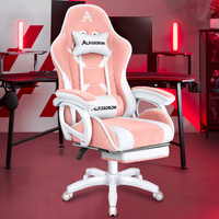 ALFORDSON Gaming Office Chair Racing Sherpa Fleece Seat Massage Lumbar Pink