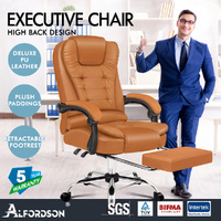 ALFORDSON Office Chair Gaming Executive Computer Racer Footrest PU Leather Seat