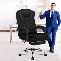 ALFORDSON Office Chair Gaming Executive Computer Racer Footrest Fabric Black
