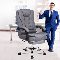 ALFORDSON Office Chair Gaming Executive Computer Racer Footrest Fabric Grey