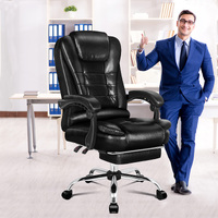 ALFORDSON Office Chair Gaming Executive Computer Racer PU Leather Seat Footrest Black