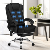 ALFORDSON Massage Office Chair Executive Heated Seat Gaming Racer Fabric Black
